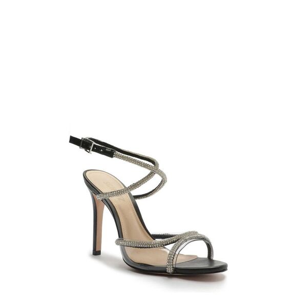SCHUTZ Womens Black Wrap Ankle Louise Open Toe Stiletto Heeled Sandal 9.5 B
